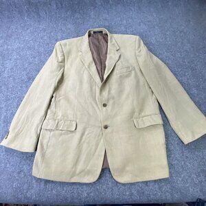 Vintage Petrocelli Blazer Mens 48 L Tan Windowpane Wool Sports Coat 80s 90s READ